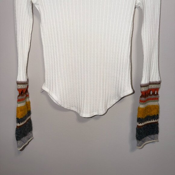 Free People All in Cuff Womens Ribbed Turtleneck Top Size Small Boho Layering - Picture 5 of 7